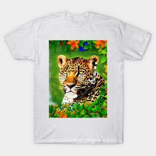 Leopard and Flowers T-Shirt